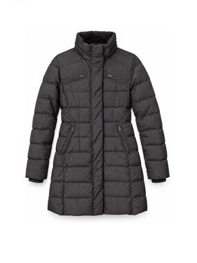 Roots Canada Goose Down Long Puffer Coat - Charcoal Grey, Size M